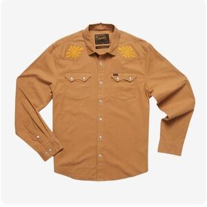 MEN’s Howler Brothers Crosscut Deluxe Snapshirt Color: Fawn: Deep Thoughts